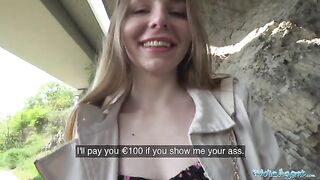 Long-haired Ukrainian has sex with stranger for money outdoors