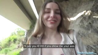 Long-haired Ukrainian has sex with stranger for money outdoors