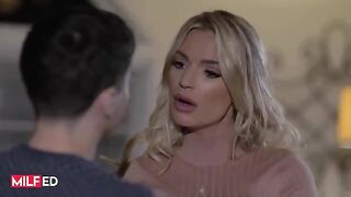 A stepmom is making her stepson a stunning homemade blowjob video
