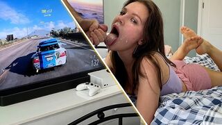 Girl was playing Xbox and her boyfriend fucked her mouth