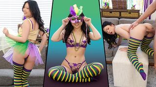 Petite Lulu Chu fucked hard on Mardi Gras, showcasing her flexibility