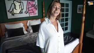 Blonde cougar fucked in the hotel room by a real guy