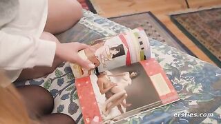 Two hot lesbians study the Kama Sutra before enjoying each other’s beautiful bodies