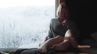 A loving couple have a good time while relaxing together