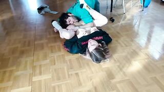 The man fucks his girlfriend on the floor, she squirts and swallows his cum