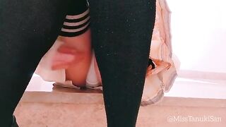 Hot schoolgirl masturbates and squirts without panties