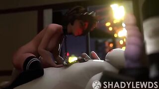 Aunt Cass rides the big cock of Baymax in 3D