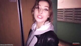 A guy walked with cum-soaked panties of a hot girl in the street
