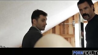 Babe Lily Love gets her pussy railed by two cocks in an intense session