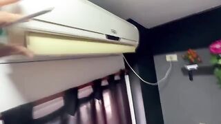 A hot girl has sex with her AC installer for no money