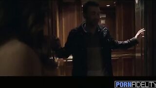 A petite lady Christiana Cinn fucks with a man in the hotel room