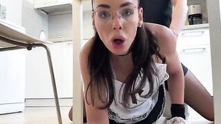 My horny maid checked me out while cleaning, leading to intense action