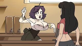 The girl is a barista in the coffee shop and she has an amazing figure