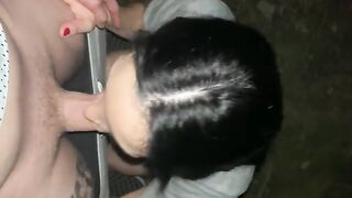 Public POV blowjob with a hot teen in outdoor action