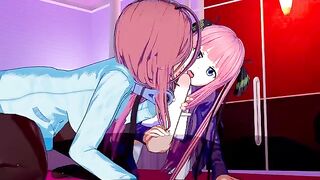 Hot threesome sex with Miku and Nino in a quintessential scene