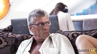 Old guy fucked his son's young girlfriend in a taboo scene