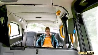 Redhead slut Kiara Love squirts cock in Fake Taxi madness