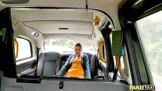 Redhead slut Kiara Love squirts cock in Fake Taxi madness