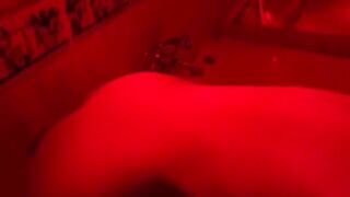 Blonde plays with toys in the bathroom and gets a big cock