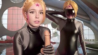 A cute girl in an atomic suit gets fucked hard in this funny porn video