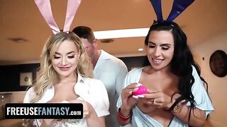 Two bunnies, Blake Blossom and Sandy Love, get fucked on Easter in a taboo scenario