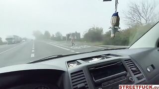 Blonde Sky Pierce gets fucked on camera while driving