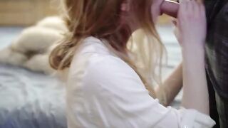 Fur coat sex with a hot slut and a huge dildo
