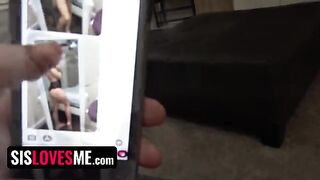 Pervert stepbrother fills plump tits of Alex Jane with cum