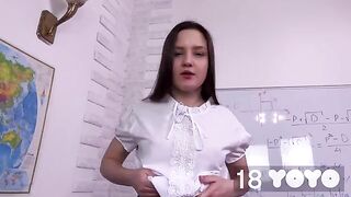 A girl came to the exam with a dildo and she was fucked