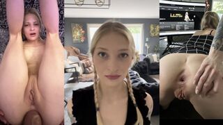 Hot teen takes it hard and deep in her tight ass, loving every second