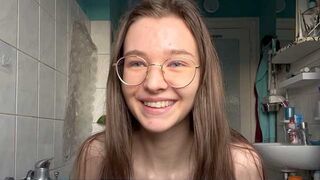 The pretty German teen gets fucked by a huge dildo