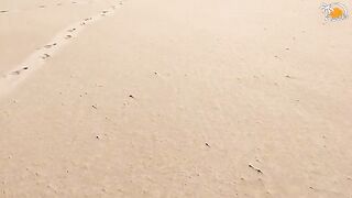 Barefoot beauty has sex on the beach in Valencia with a big cock