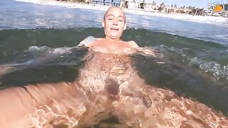 Barefoot beauty has sex on the beach in Valencia with a big cock