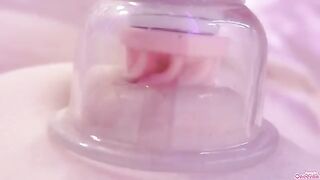 Nipples and clit to be erected by sucking toy