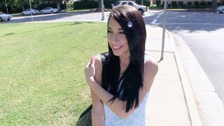 Cute amateur Mia Hurley shows her boobs to earn money