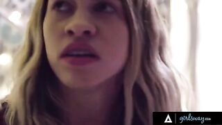 The bullied teen Khloe Kapri sneaks into the bathroom with Gia Derza