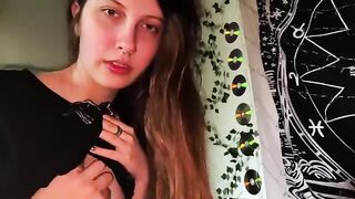 My stepsister is jerking my cock while her GF plays computer