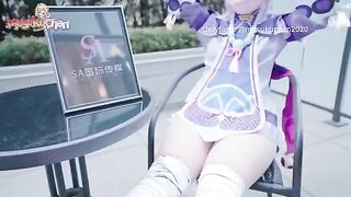 Massage girl Qiqi has thick thighs, gets cum in her pussy