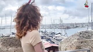 Redhead Cherry Candle got banged on the boat by the sea