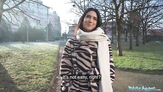 A beautiful European student gets fucked by a stranger in public