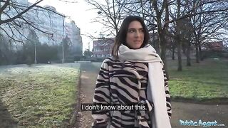 A beautiful European student gets fucked by a stranger in public
