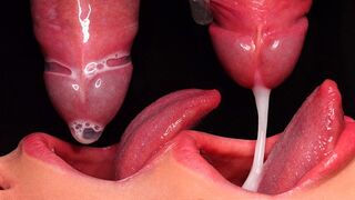 The best blowjob with milked cum through a condom, breaking it!