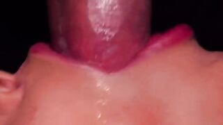 The best blowjob with milked cum through a condom, breaking it!