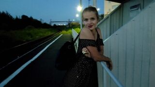 The confused girl waited for the train and got a cock and creampie