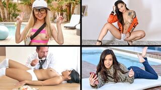 Asian Cuties Compilation featuring petite babes Ember Snow, Honey Gold, Lulu Chu, and Vina Sky