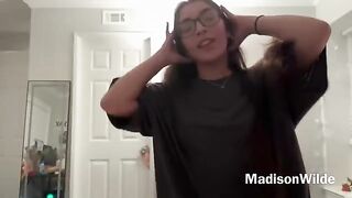 Skinny Latina teen gets her boyfriend’s cock sucked while wearing glasses