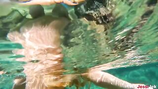 Underwater anal sex with blonde beauty JessiJek on the beach