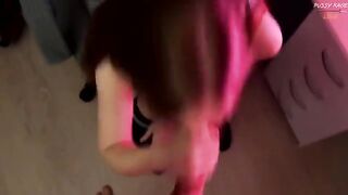 A cute girl seduced her roommate by showing her sexy legs and skirt