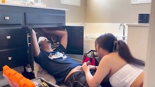An Asian girl gets fucked by a repairman in POV