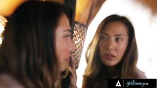 A beauty has hard romantic sex with her wife in a rented cabin